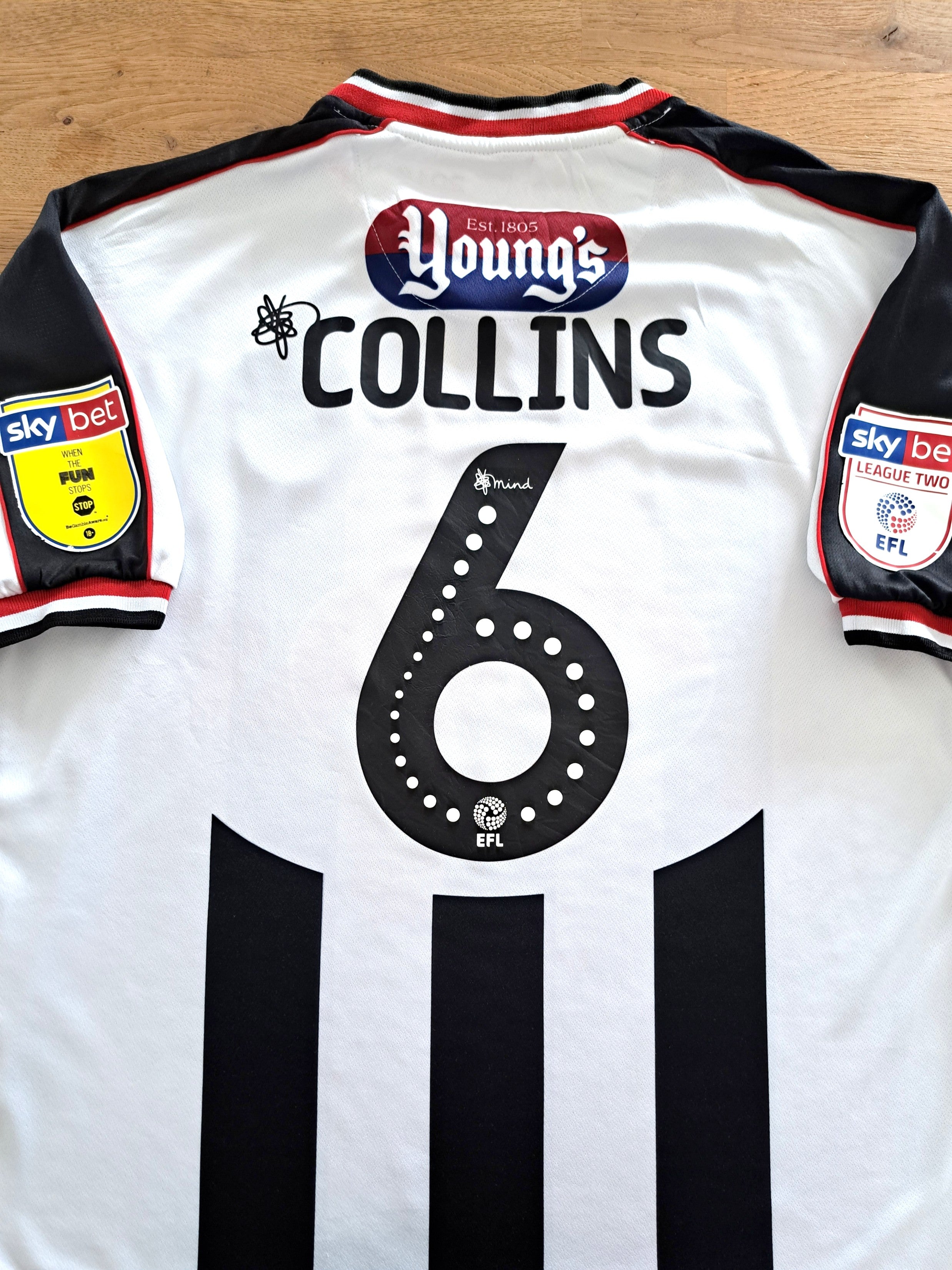 2018/19 Grimsby Town Home League Two Football Shirt Collins #6