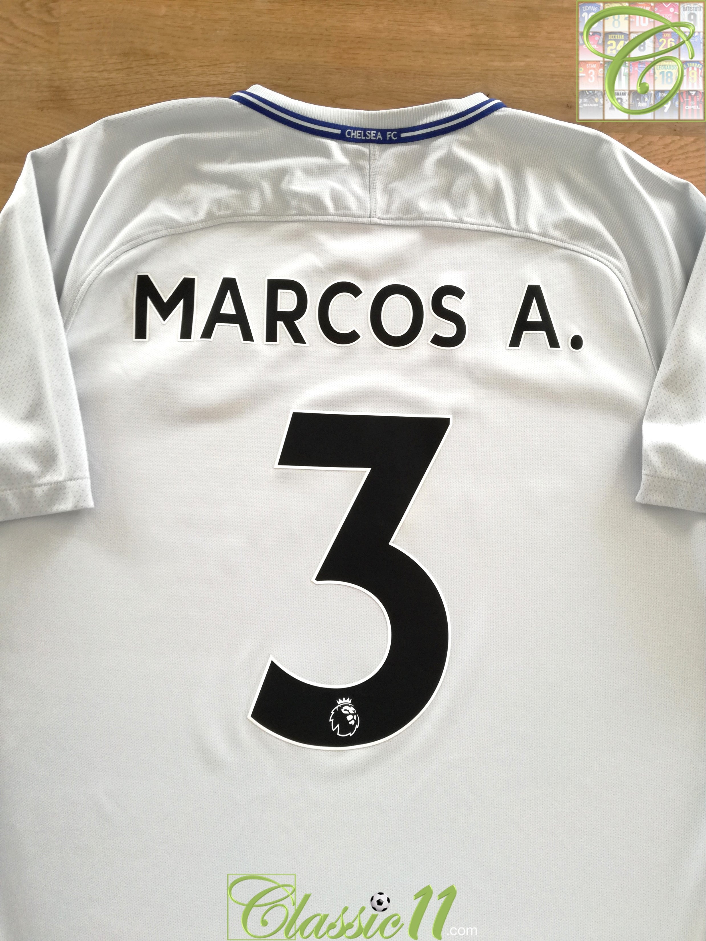 2017/18 Chelsea Away Premier League Football Shirt Marcos A. #3