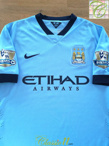 2014/15 Man City Home Premier League Authentic Football Shirt (XL)