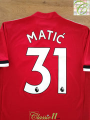 2017/18 Man Utd Home Premier League Football Shirt Matić #31