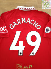 2022/23 Man Utd Home Premier League Football Shirt Garnacho #49