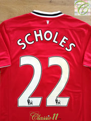 2011/12 Man Utd Home Premier League Football Shirt Scholes #22