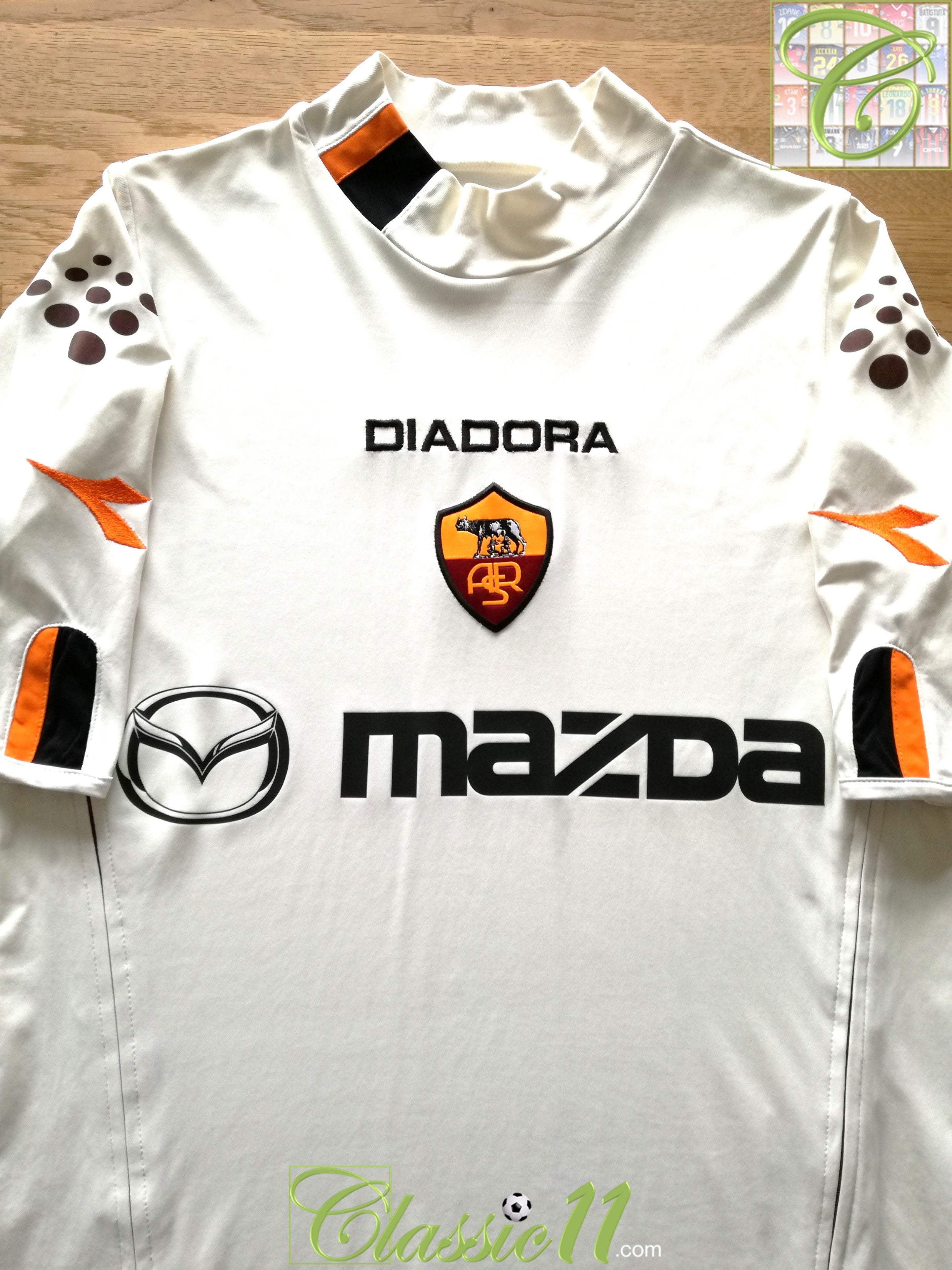 Roma 2003 04 Roma Diadora Jersey 2003/04 Roma Away Football Shirt