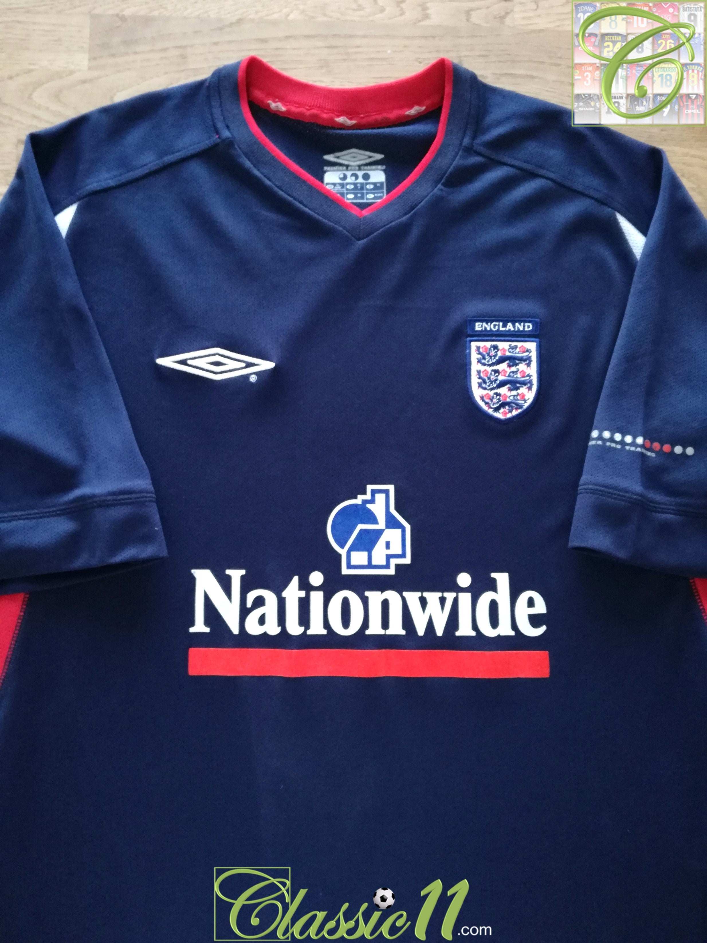 Blue England Football Shirt Old 2002/03 England Football Training