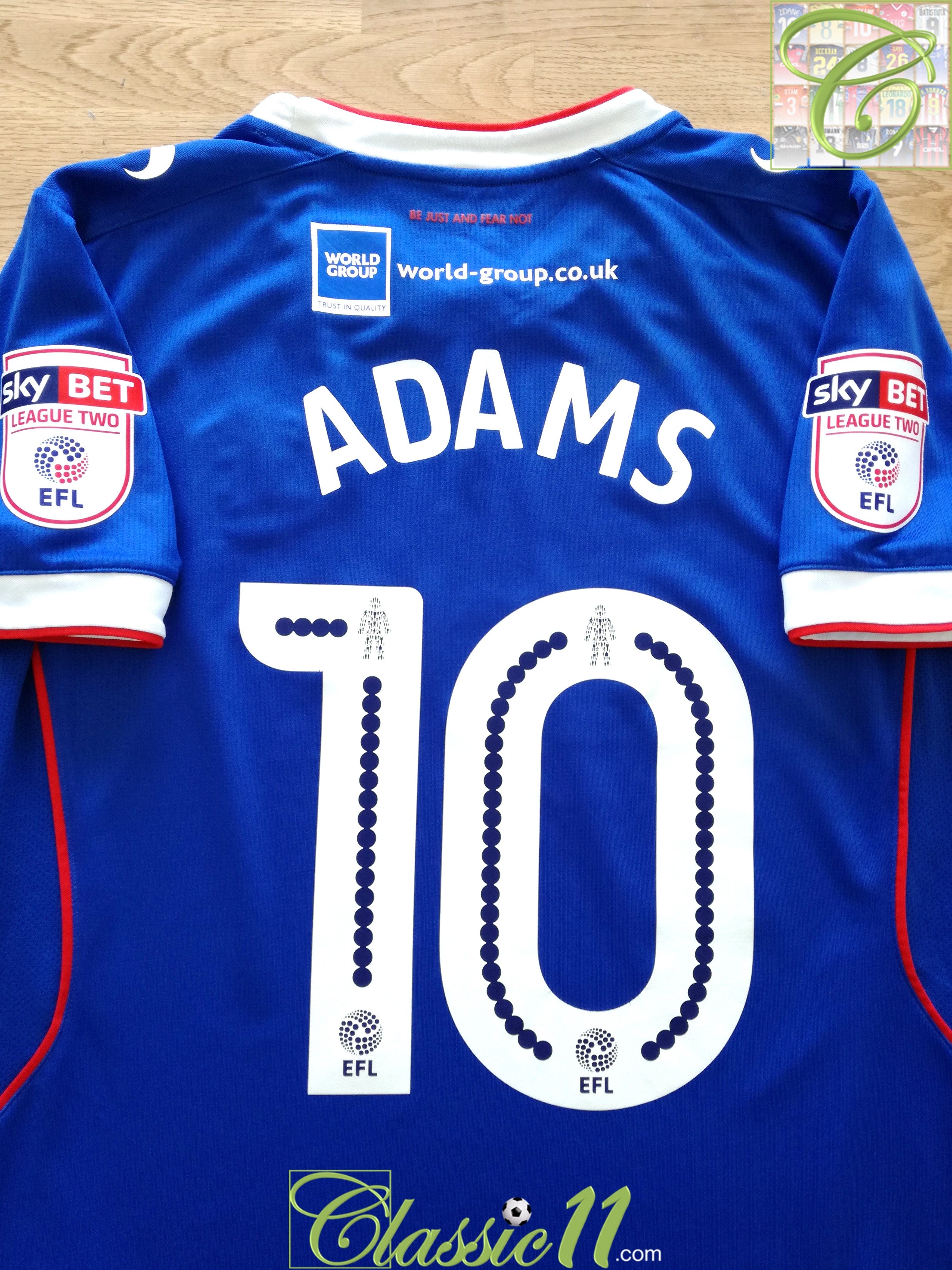 2016/17 Carlisle United Home Match Worn Football Shirt Adams #10 (Youth)