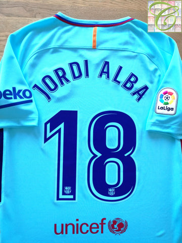 2017/18 Barcelona Away La Liga Football Shirt Jordi Alba #18 (M) *BNWT*