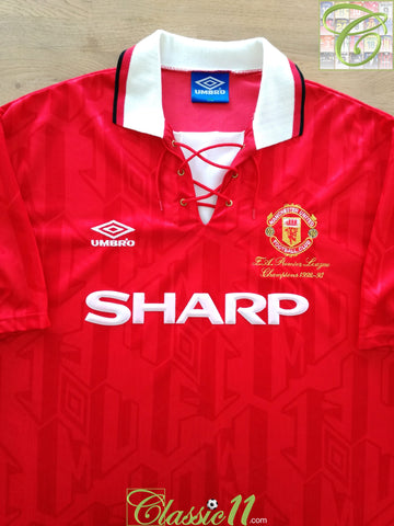 1993/94 Man Utd Home 'Premier League Champions' Football Shirt