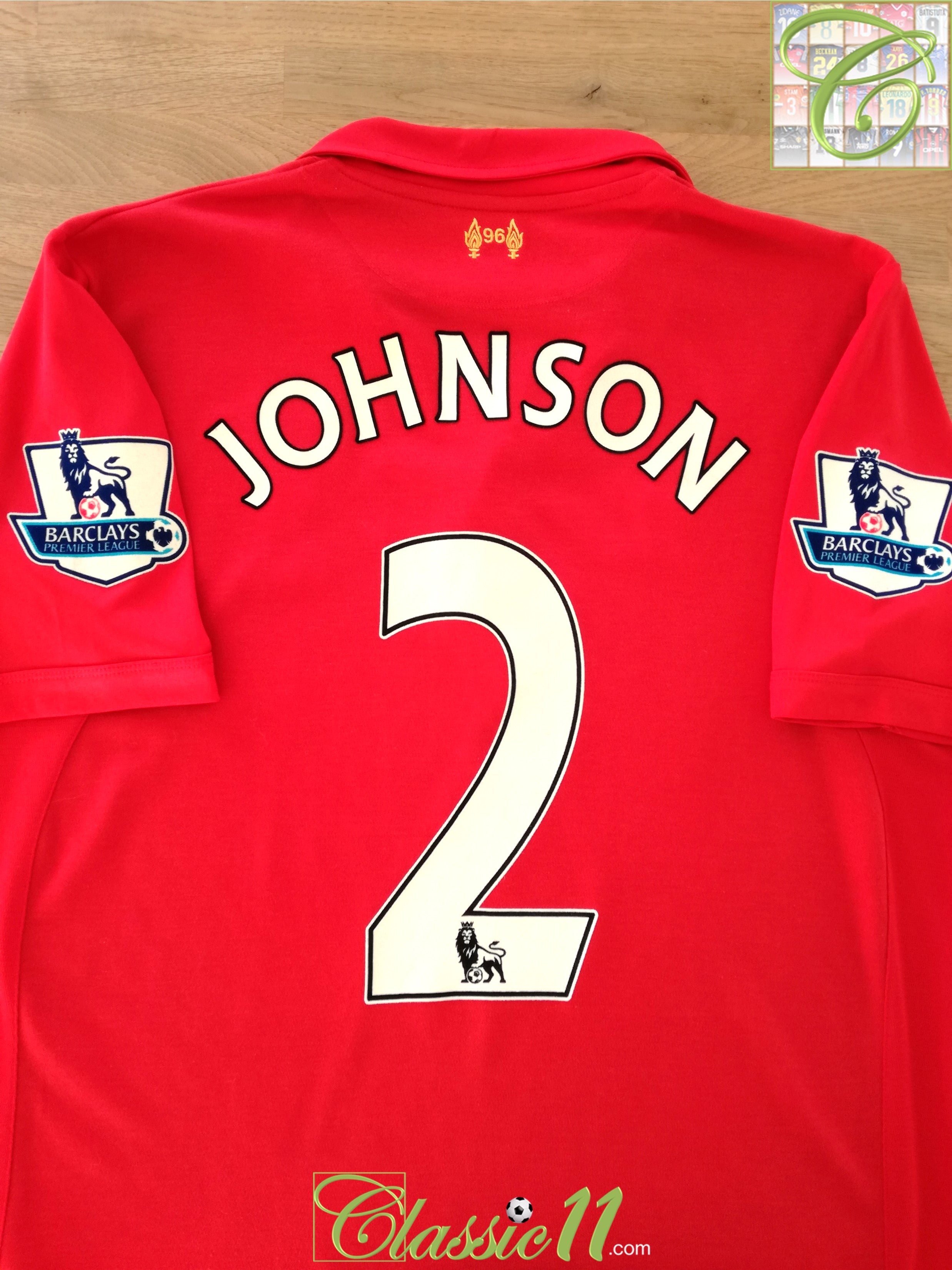 2012/13 Liverpool Home Premier League Football Shirt Johnson #2