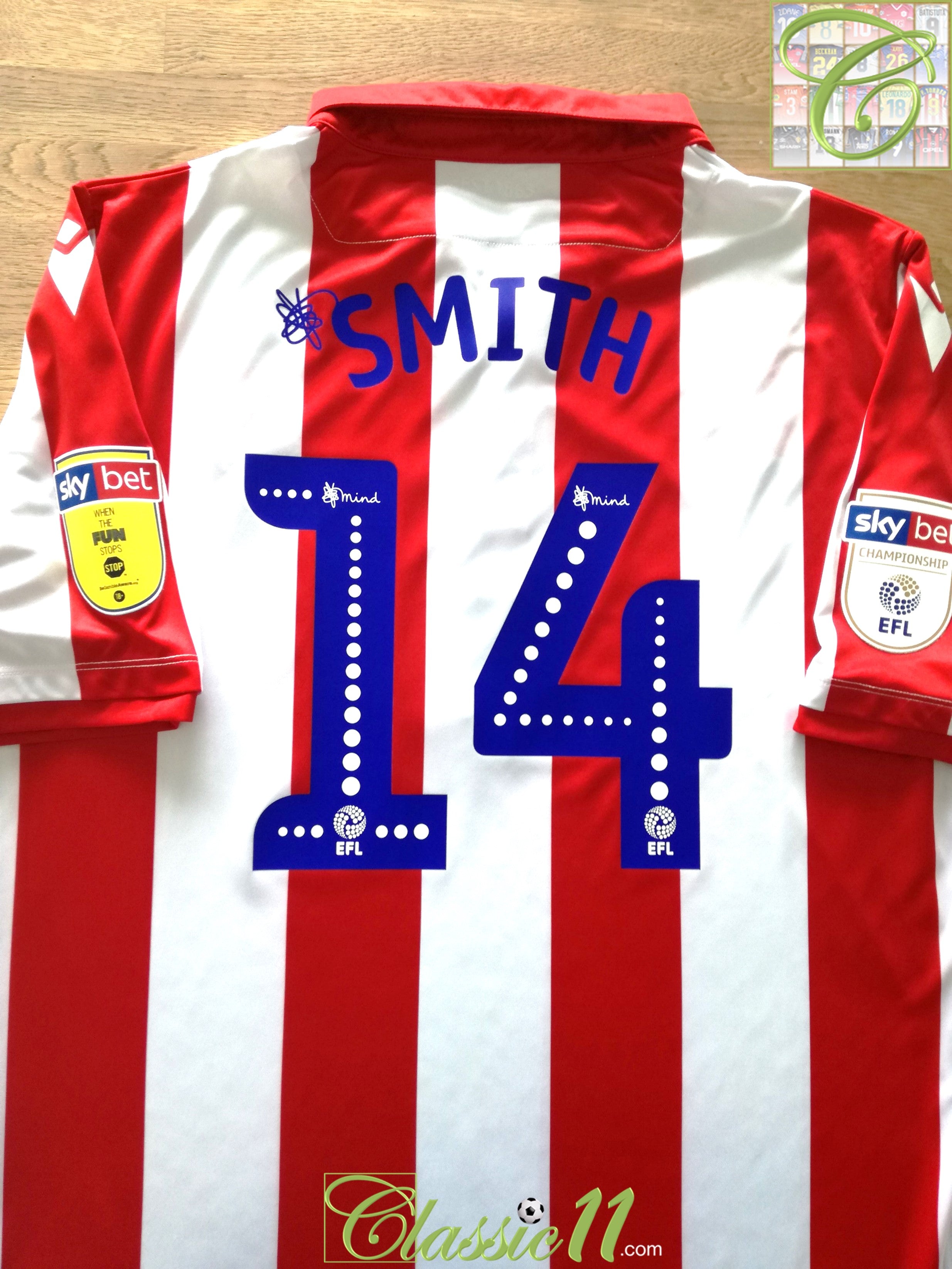 2019/20 Stoke City Home Championship Football Shirt Smith #14