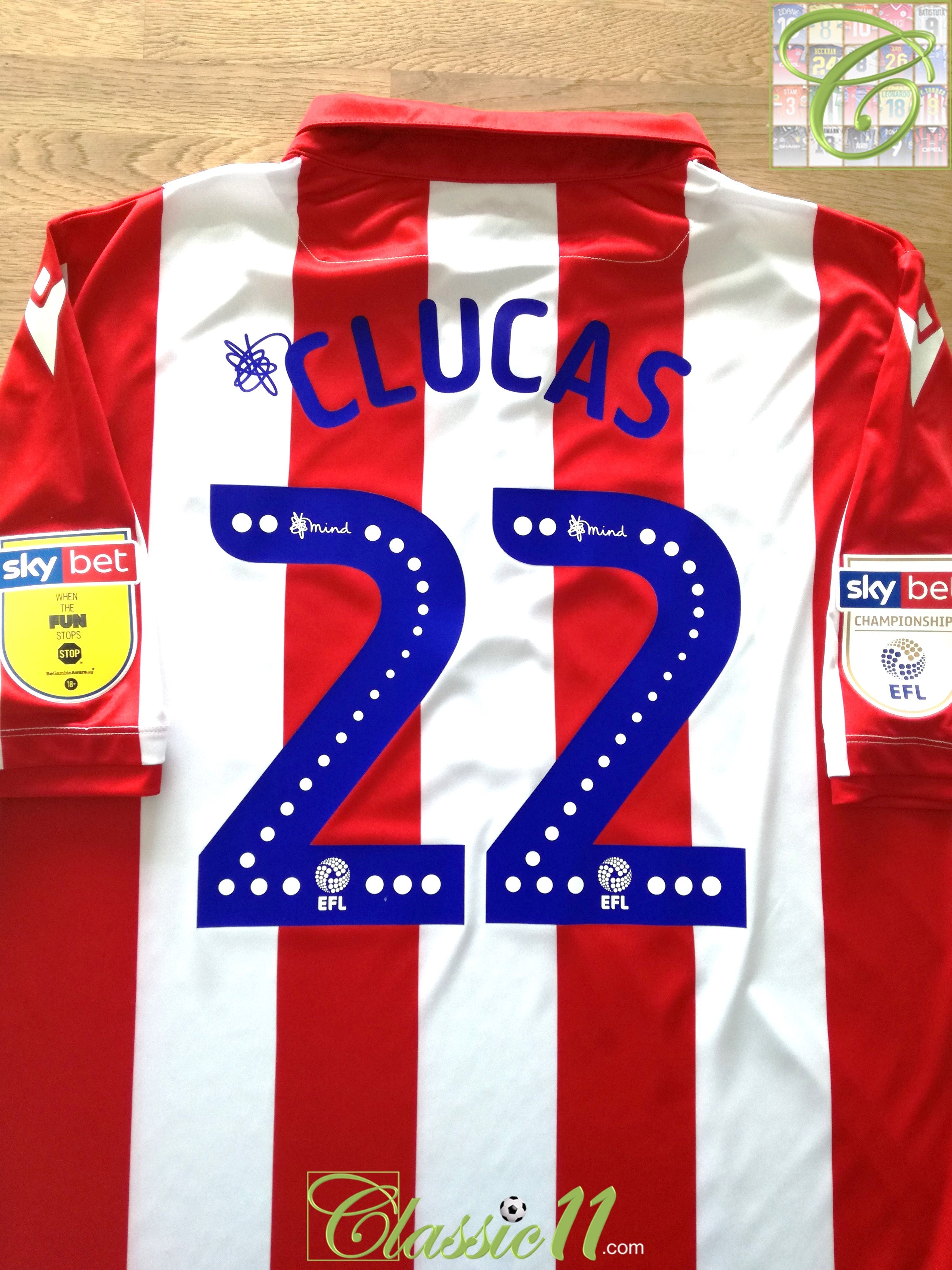 2019/20 Stoke City Home Championship Football Shirt Clucas #22