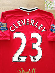 2011/12 Man Utd Home Premier League Football Shirt Cleverly #23