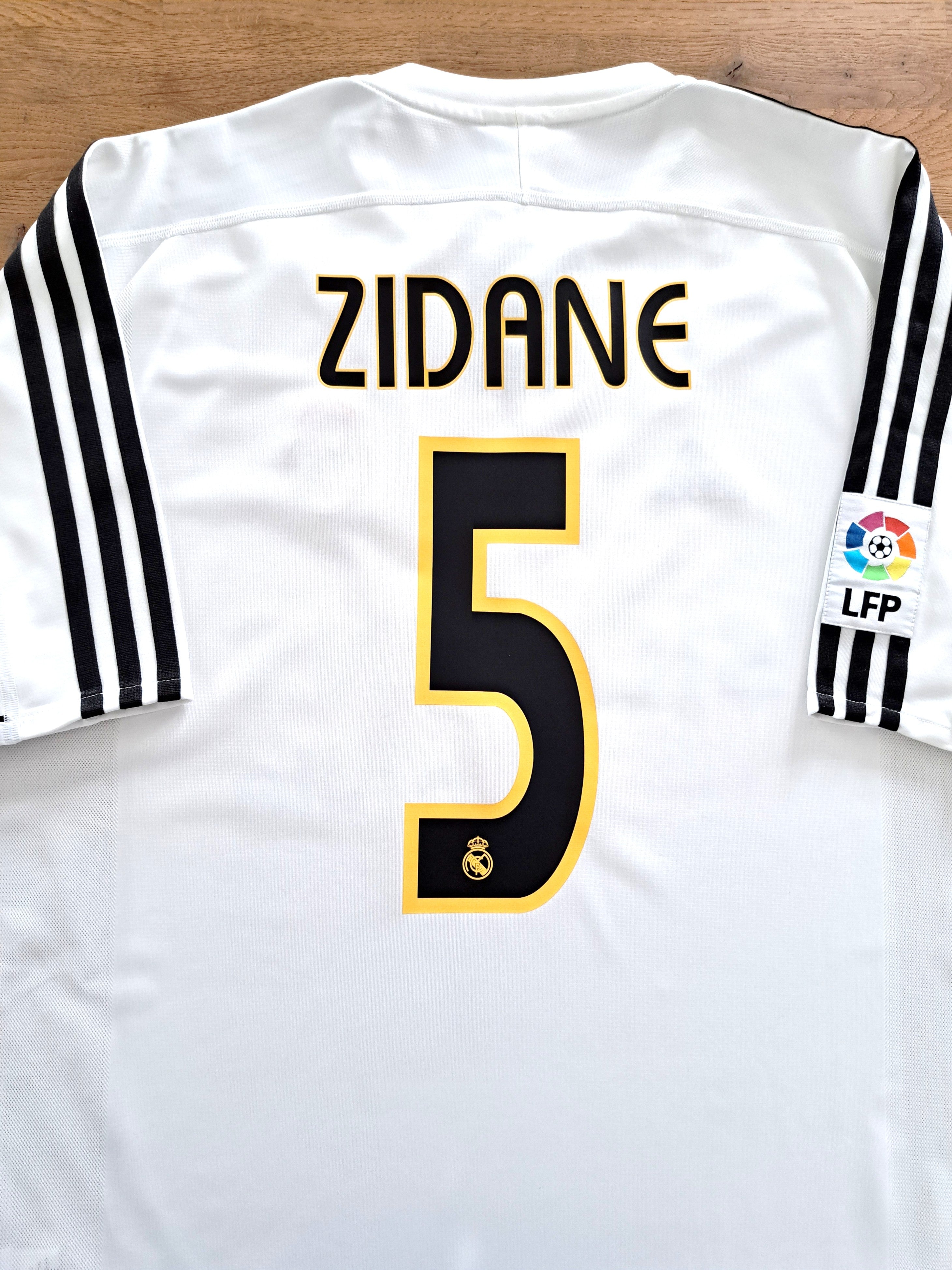 2003/04 Real Madrid Home La Liga Football Shirt Zidane #5