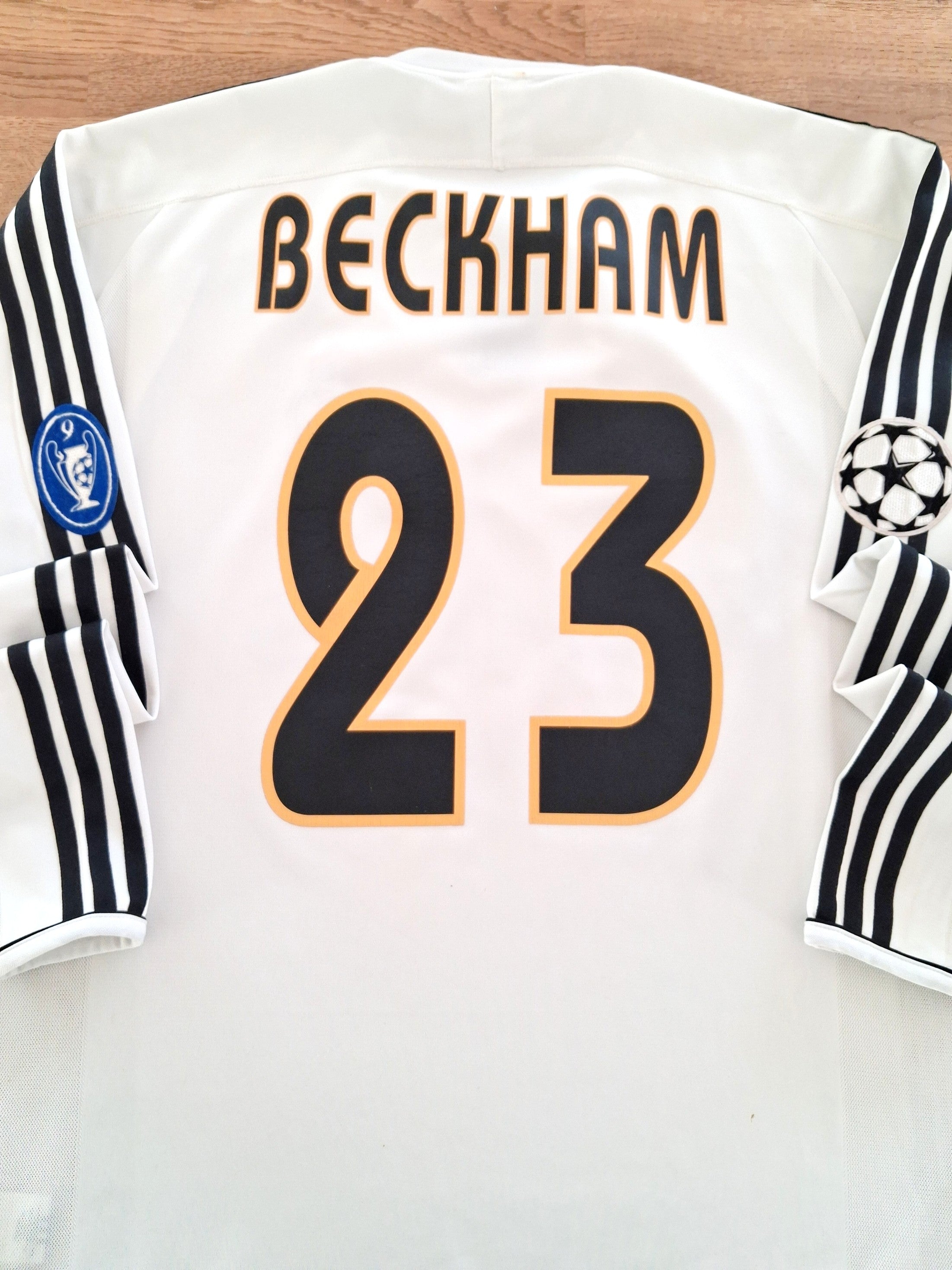 2003/04 Real Madrid Home Champions League Long Sleeve Football Shirt Beckham #23