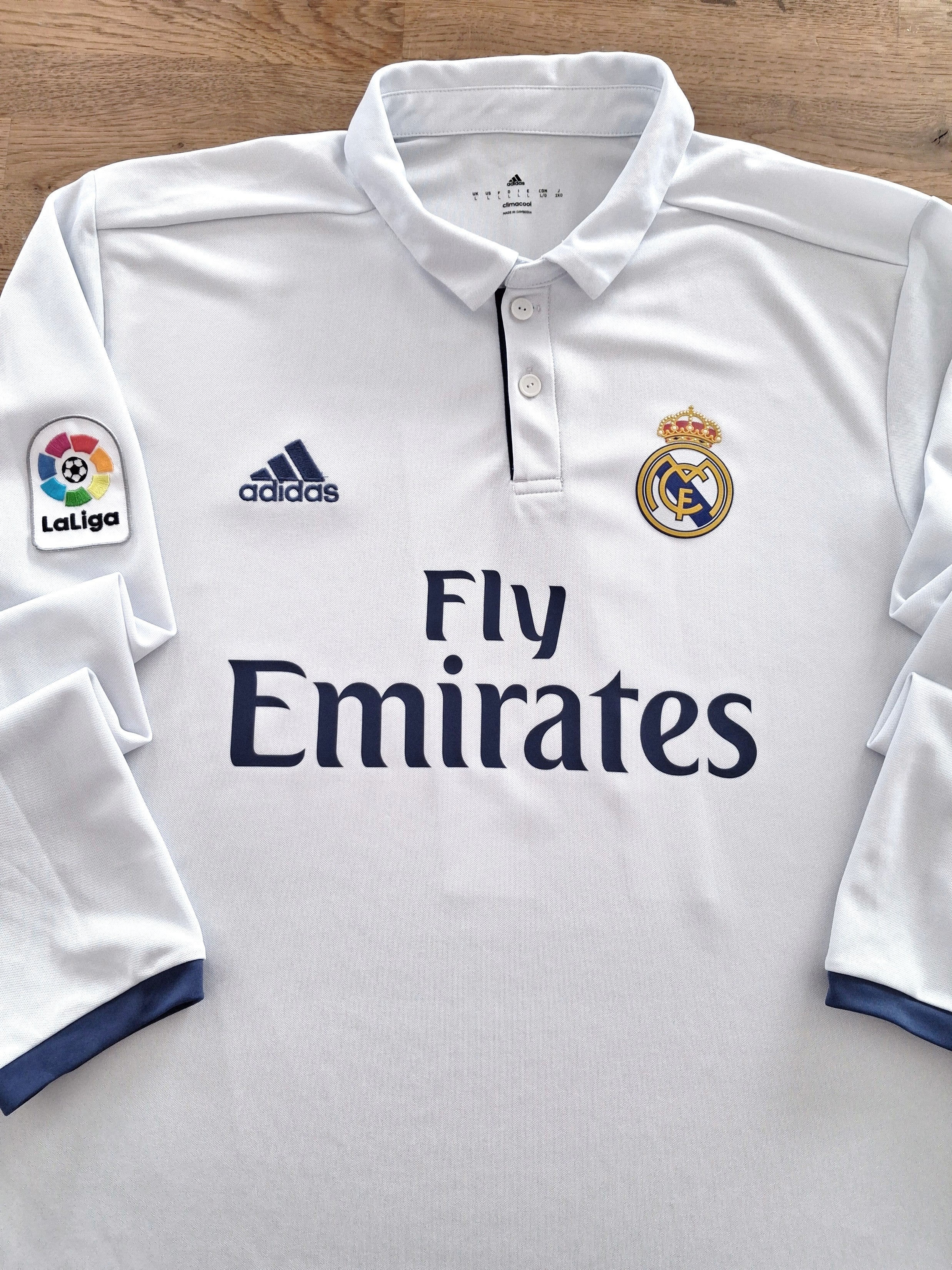 2016/17 Real Madrid Home La Liga Long Sleeve Football Shirt Bale #11