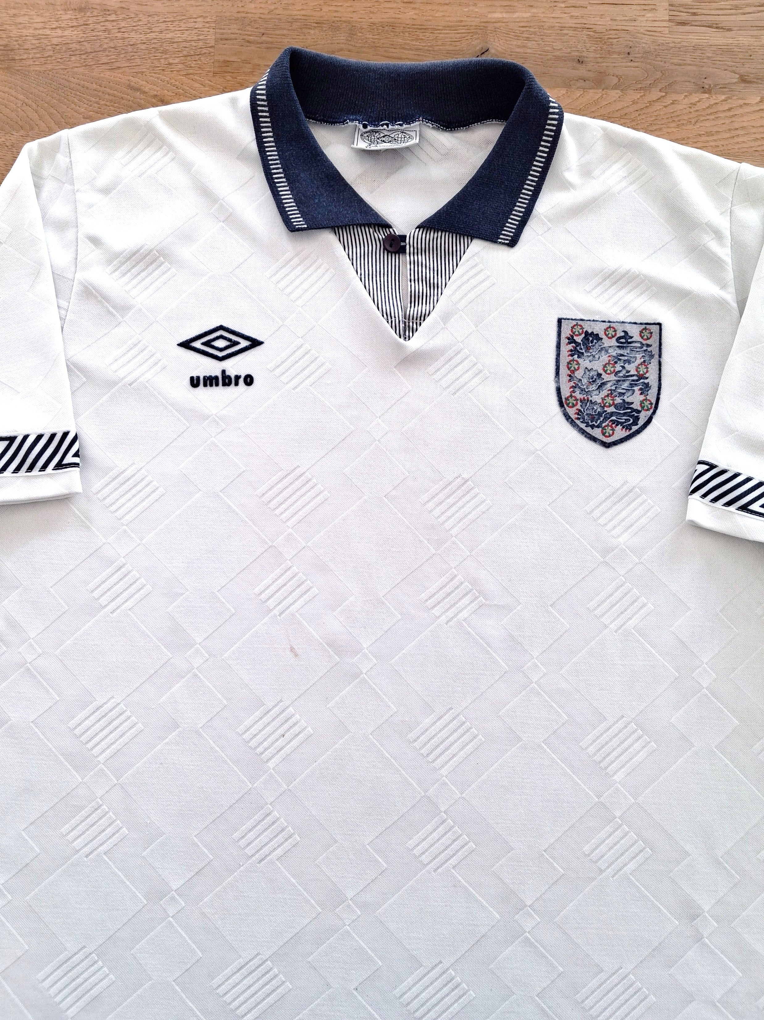 1990/91 England Home Football Shirt