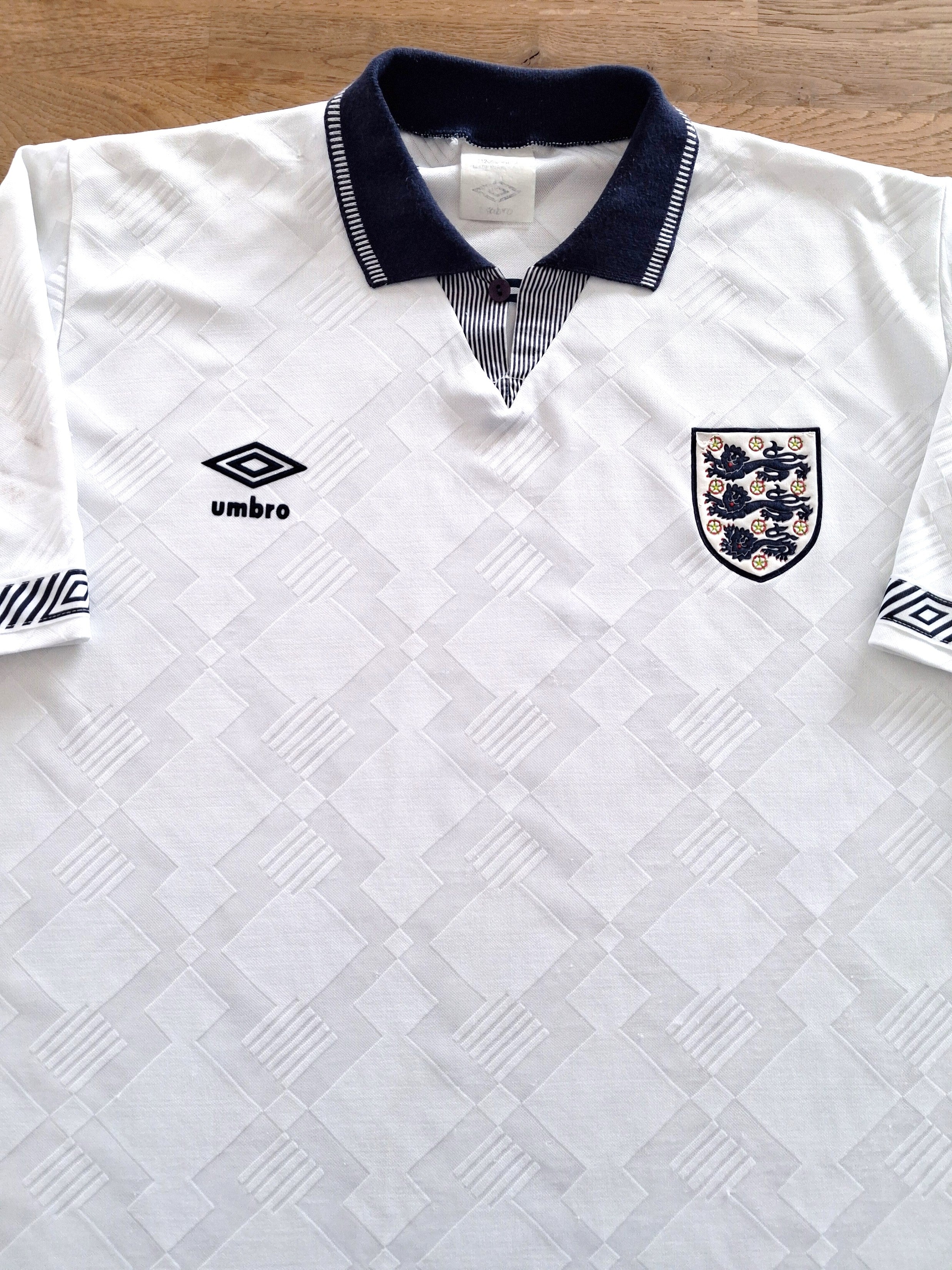 1990/91 England Home Football Shirt
