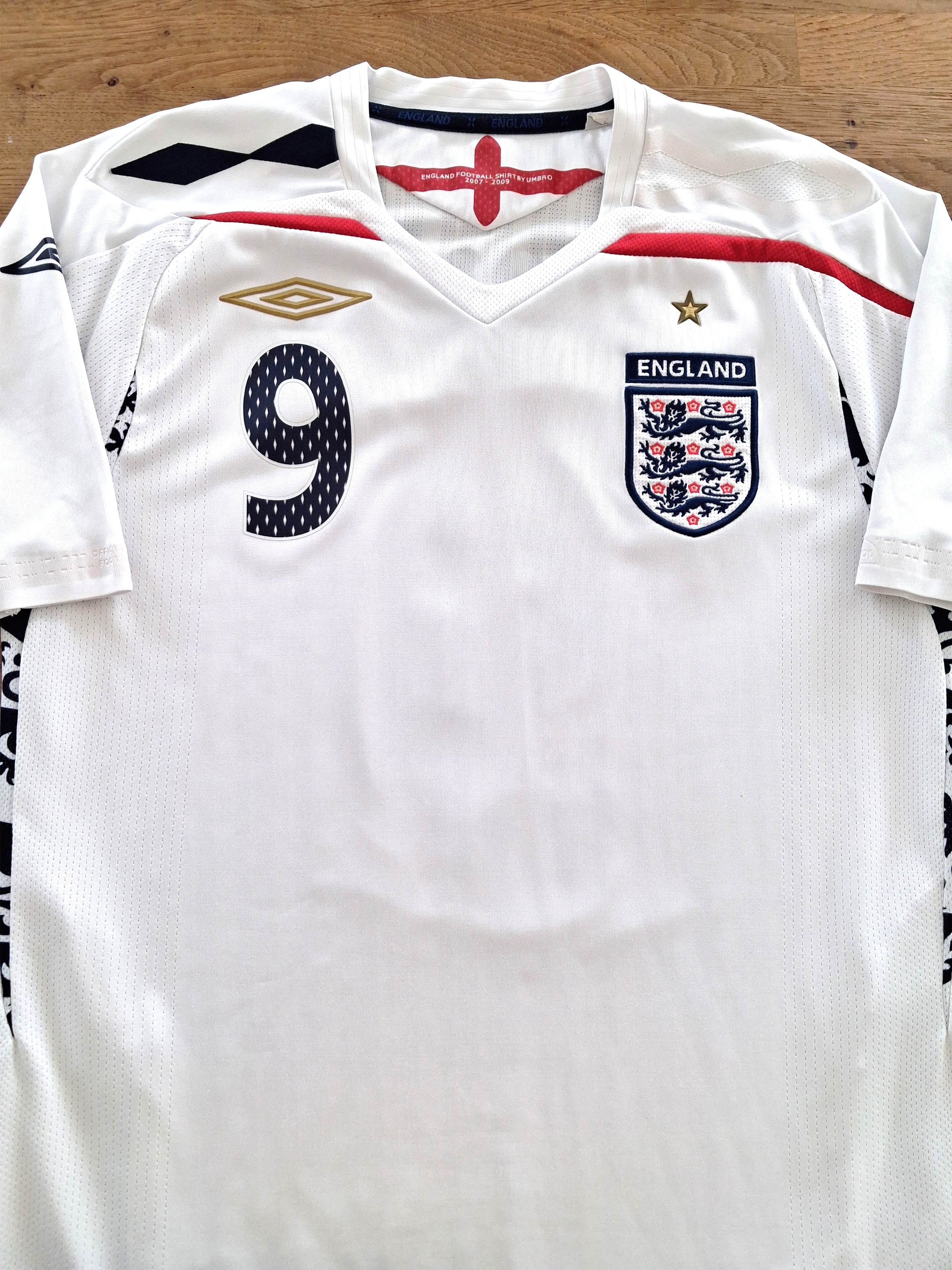 2007/08 England Home Football Shirt Rooney #9