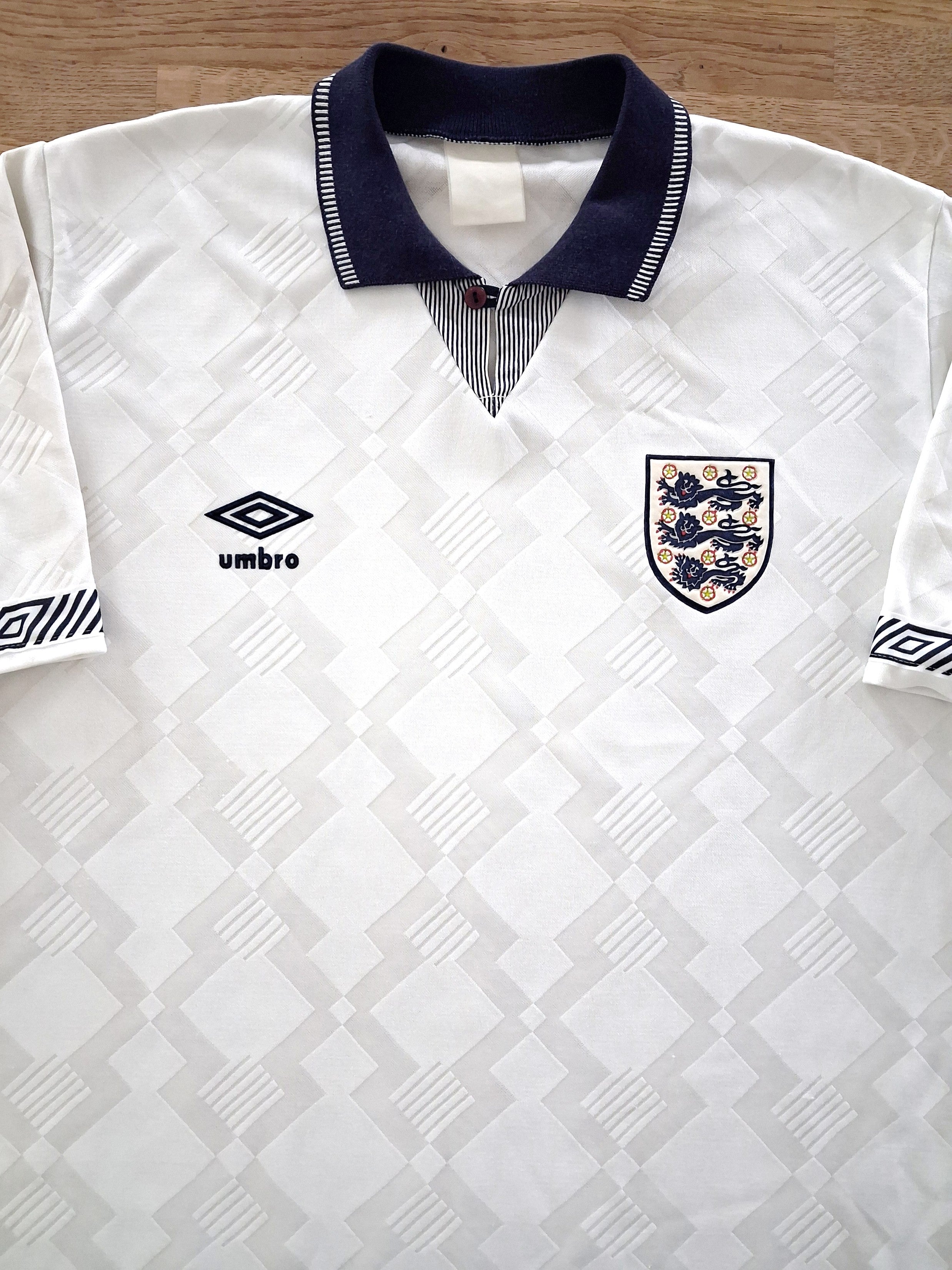 1990/91 England Home Football Shirt