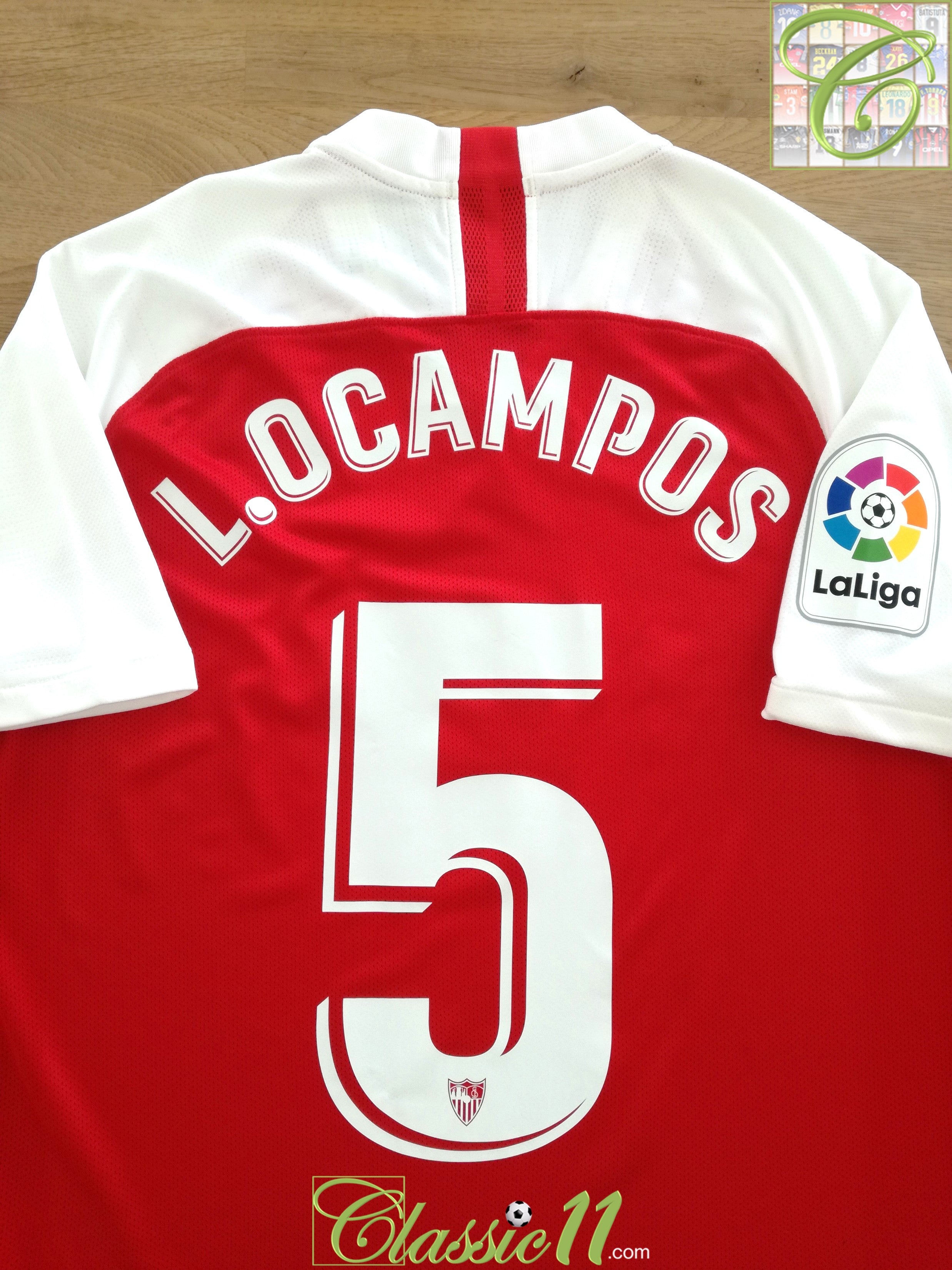 2019/20 Sevilla Away La Liga Match Issue (vs Espanyol) Football Shirt L. Ocampos #5