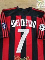 2003/04 AC Milan Home Champions League Football Shirt Shevchenko #7 (XL)