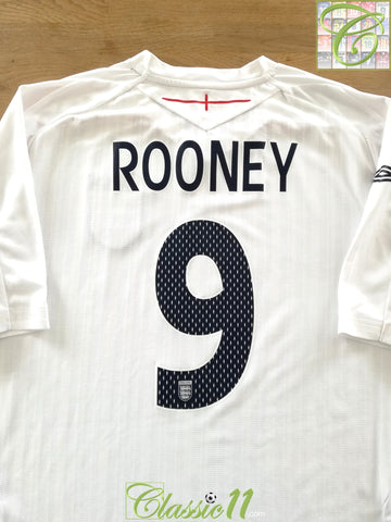2007/08 England Home Football Shirt Rooney #9