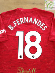 2020/21 Man Utd Home Premier League Football Shirt B Fernandes #18