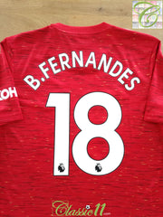 2020/21 Man Utd Home Premier League Football Shirt B Fernandes #18