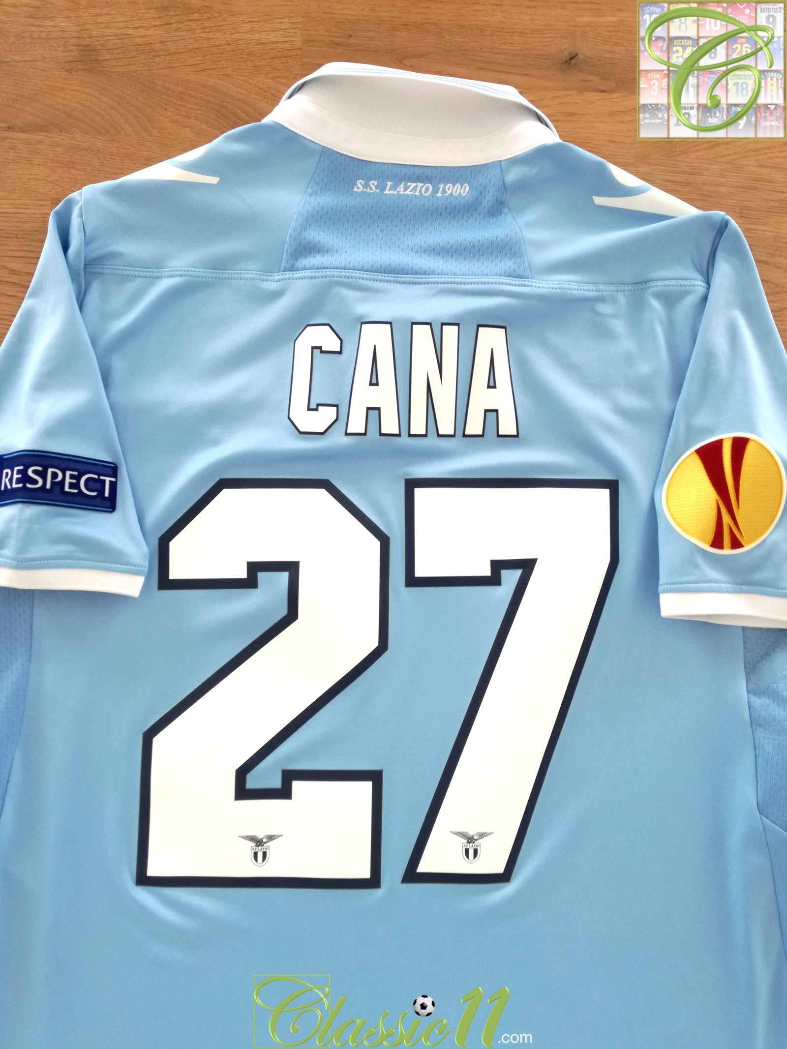 2012 Lazio Home Europa League Match Worn Football Shirt Cana #27 (XL)