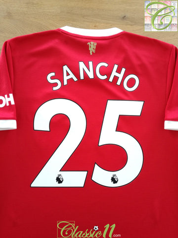 2021/22 Man Utd Home Premier League Football Shirt Sancho #25