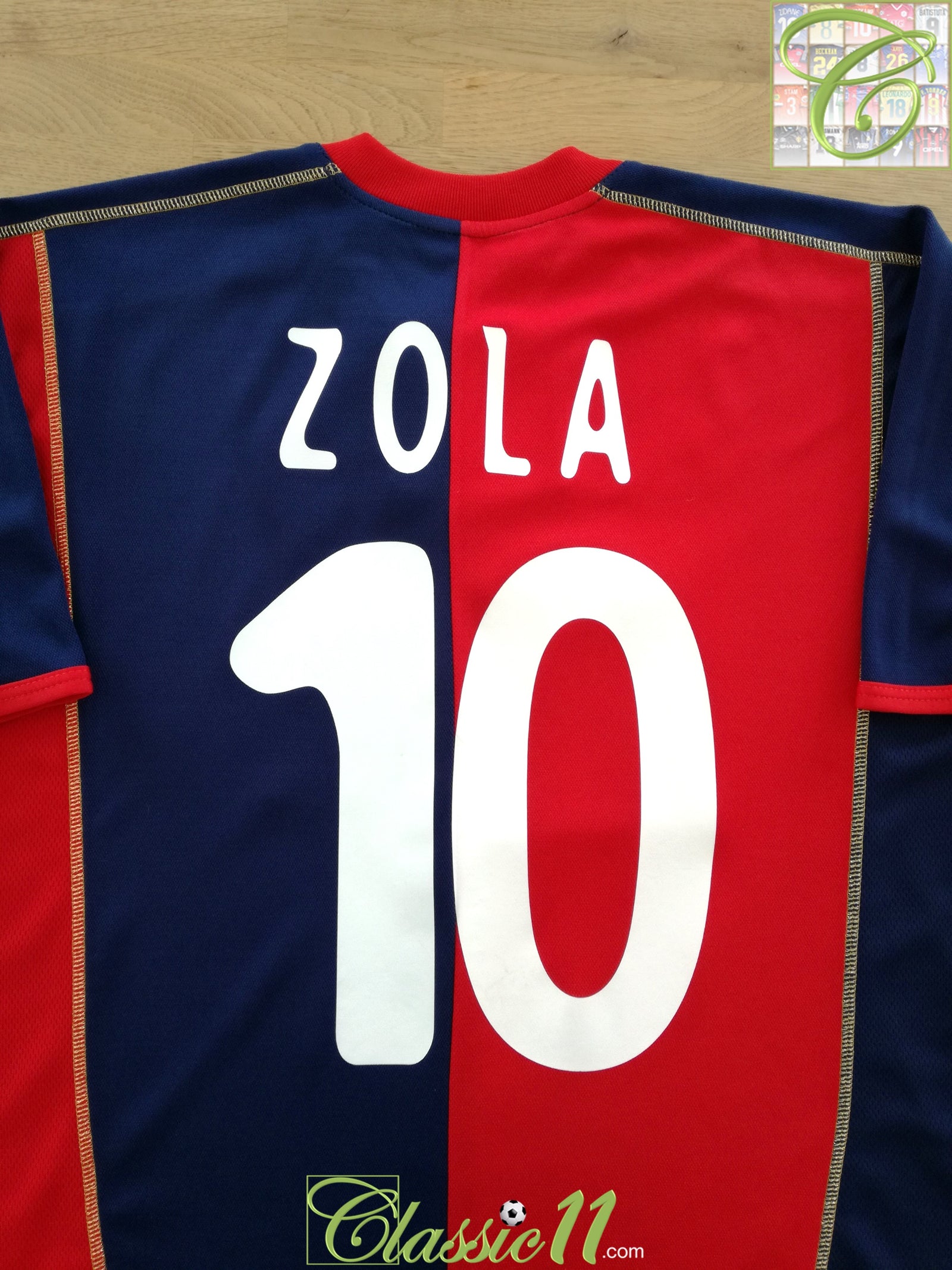 2003/04 Cagliari Home Football Shirt Zola #10