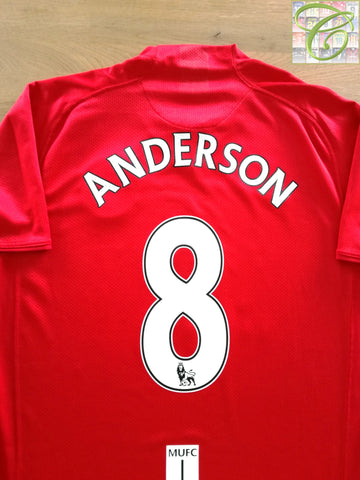 2007/08 Man Utd Home Premier League Football Shirt Anderson #8