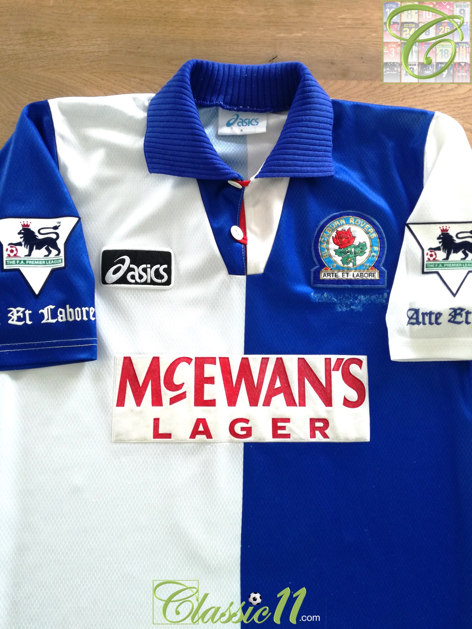 1994/95 Blackburn Rovers Home 'Champions' Premier League Football Shirt Shearer #9 (S)