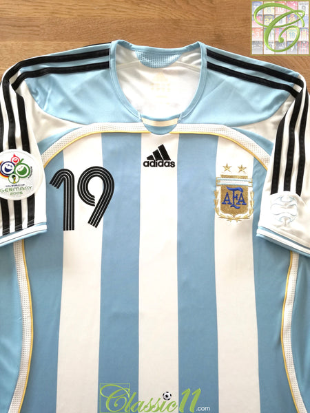 Argentina #19 Messi Retro Jersey Home World Cup 2006