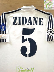 2001/02 Real Madrid Home Champions League Centenary Football Shirt Zidane #5