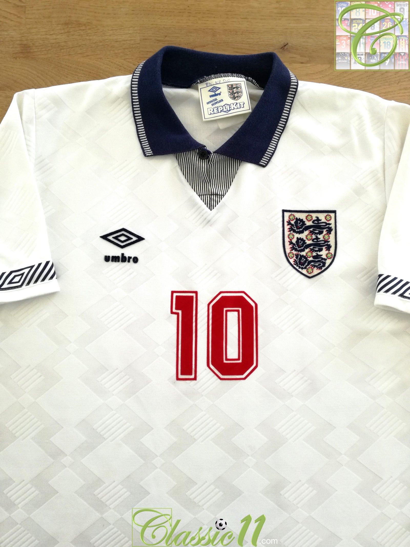 1990/91 England Home Football Shirt #10 (Lineker) (M)