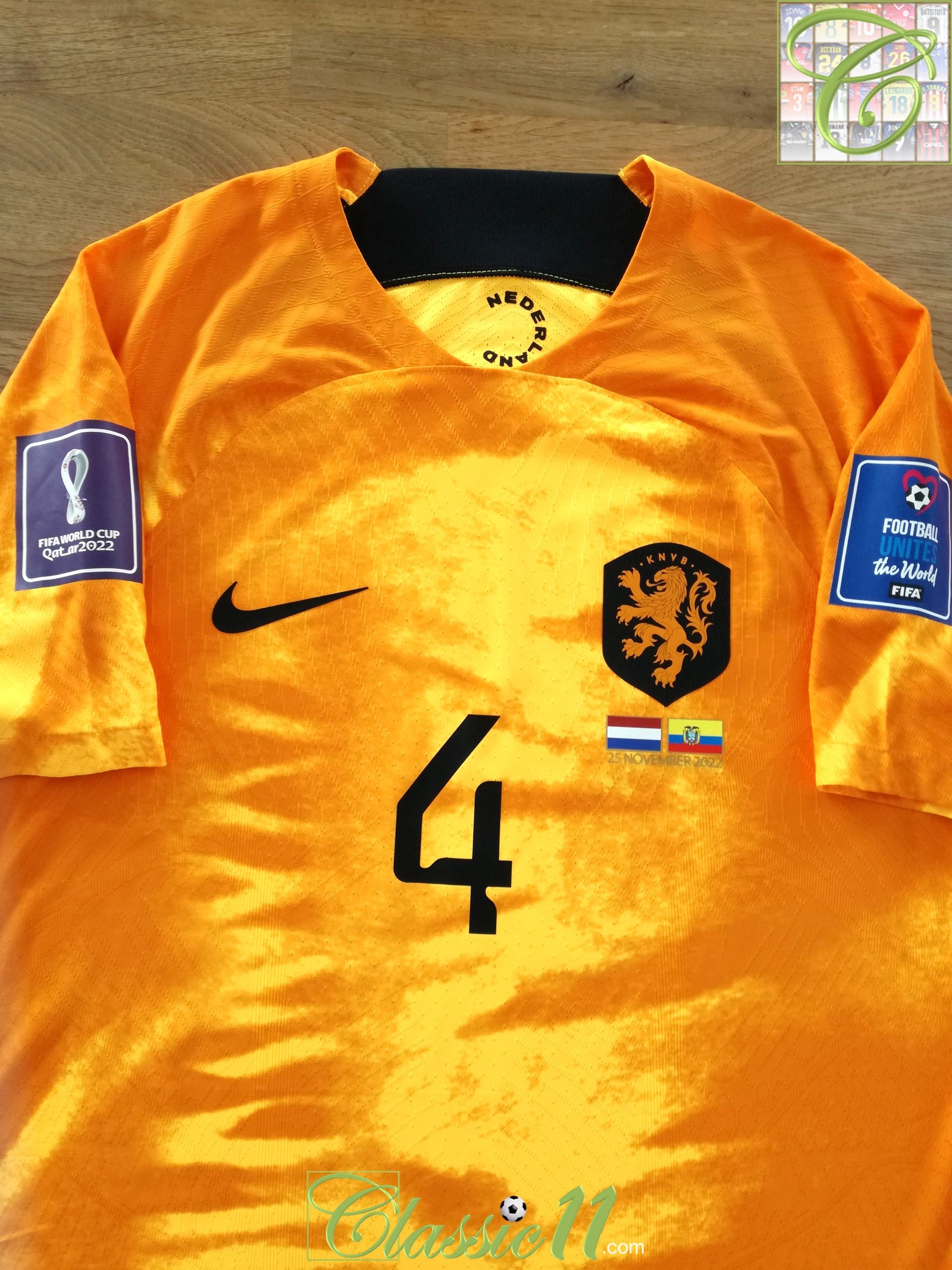 2022 Netherlands World Cup (vs Ecuador) Dri-Fit ADV Football Shirt Virgil #4 (M)