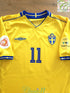 2004 Sweden Home European Championship Football Shirt Larsson #11 (L)