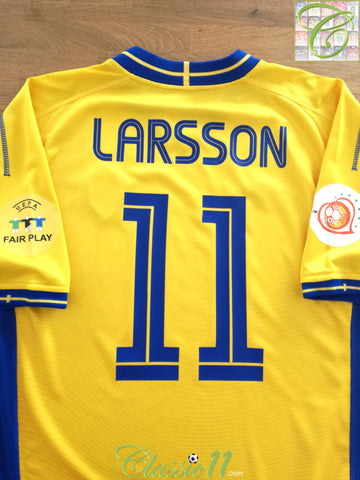 2004 Sweden Home European Championship Football Shirt Larsson #11