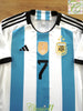 2023 Argentina Home Football Shirt De Paul #7 (M)