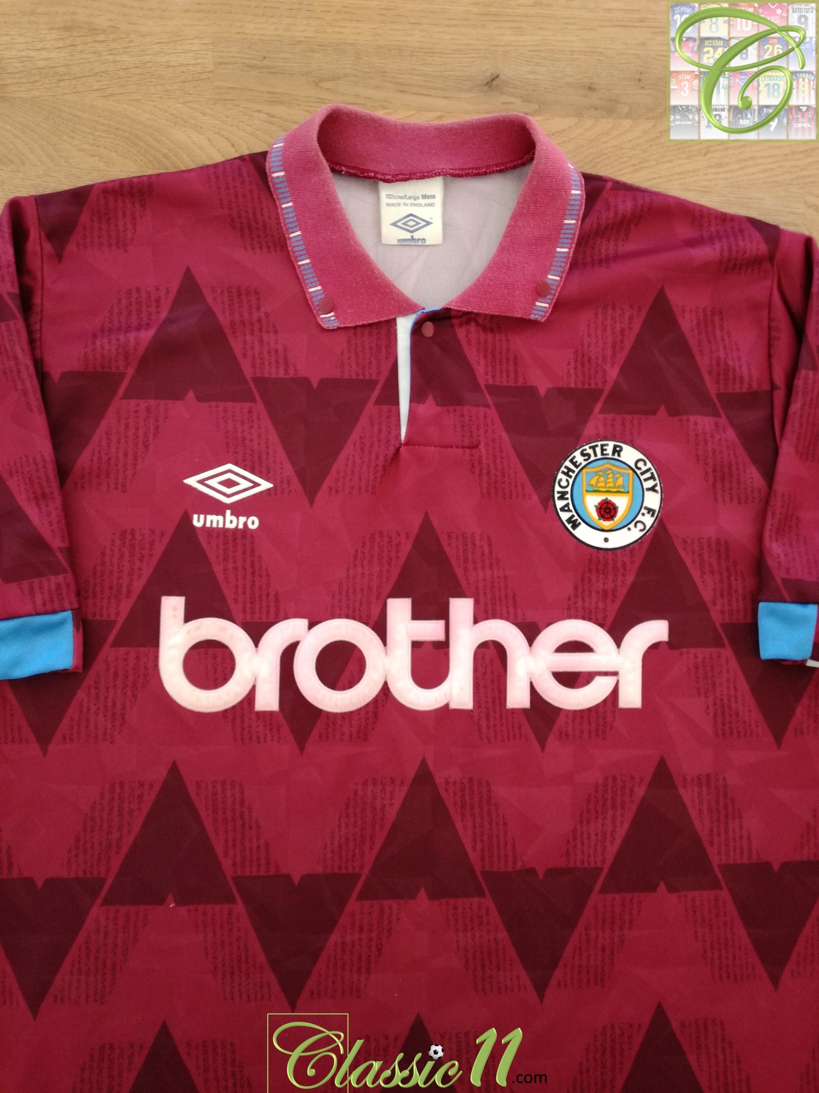 1990/91 Man City Away Football Shirt