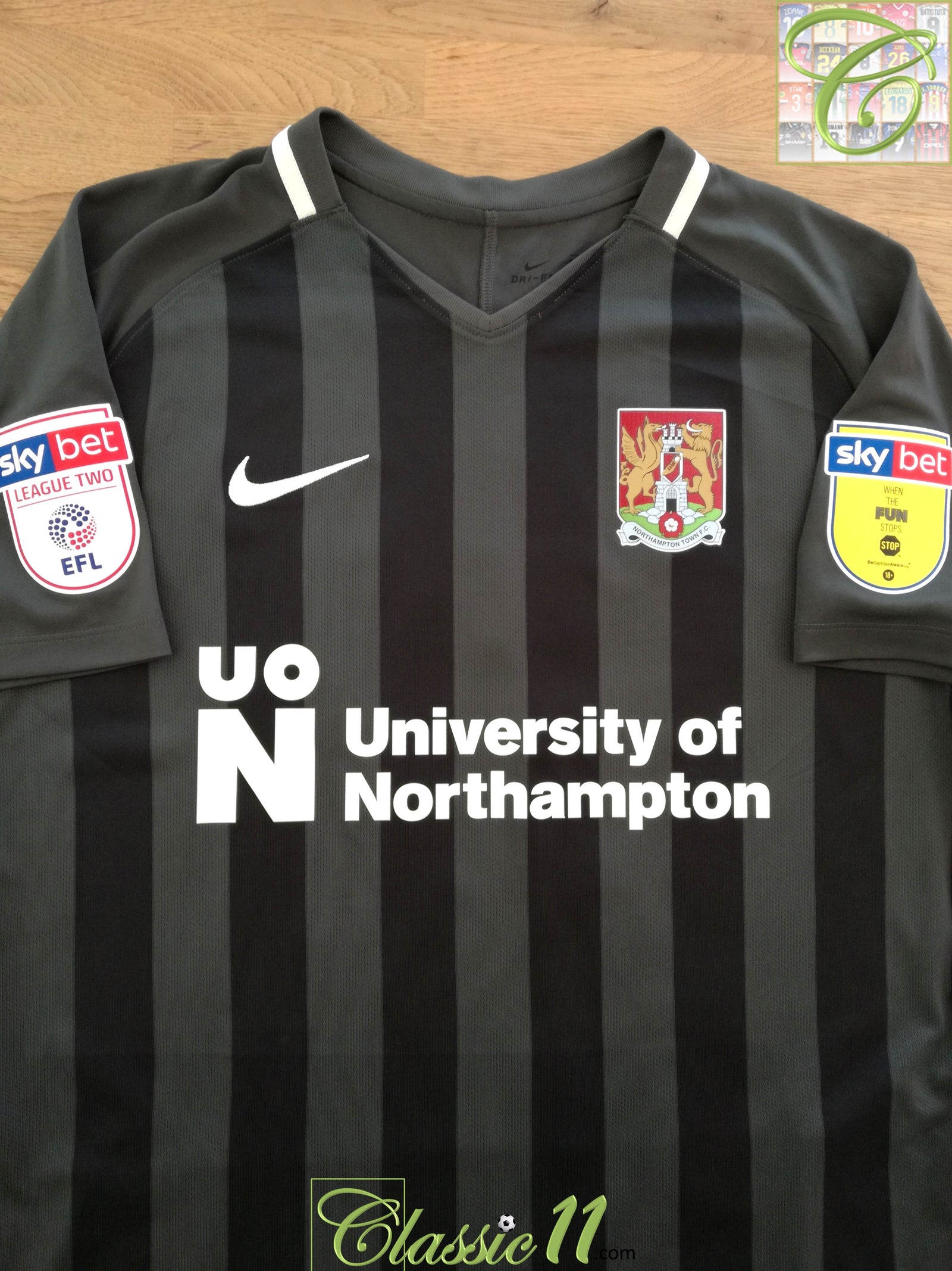 2019/20 Northampton Town Away League Two Player Issue Football Shirt Hughes #24 (Signed) (L)