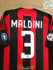 2008/09 AC Milan Home World Champions Football Shirt Maldini #3