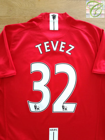 2007/08 Man Utd Home Premier League Football Shirt Tevez #32