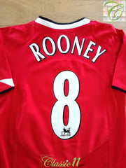 2004/05 Man Utd Home Premier League Football Shirt Rooney #8