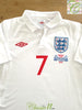 2010 England Home World Cup Football Shirt Beckham #7 (S)