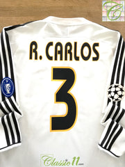 2003/04 Real Madrid Home Champions League Football Shirt. R. Carlos #3