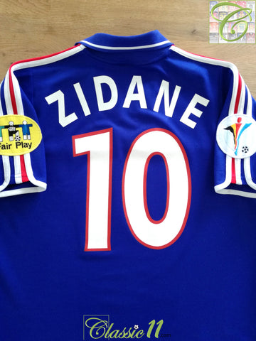 2000 France Home European Championship Football Shirt Zidane #10