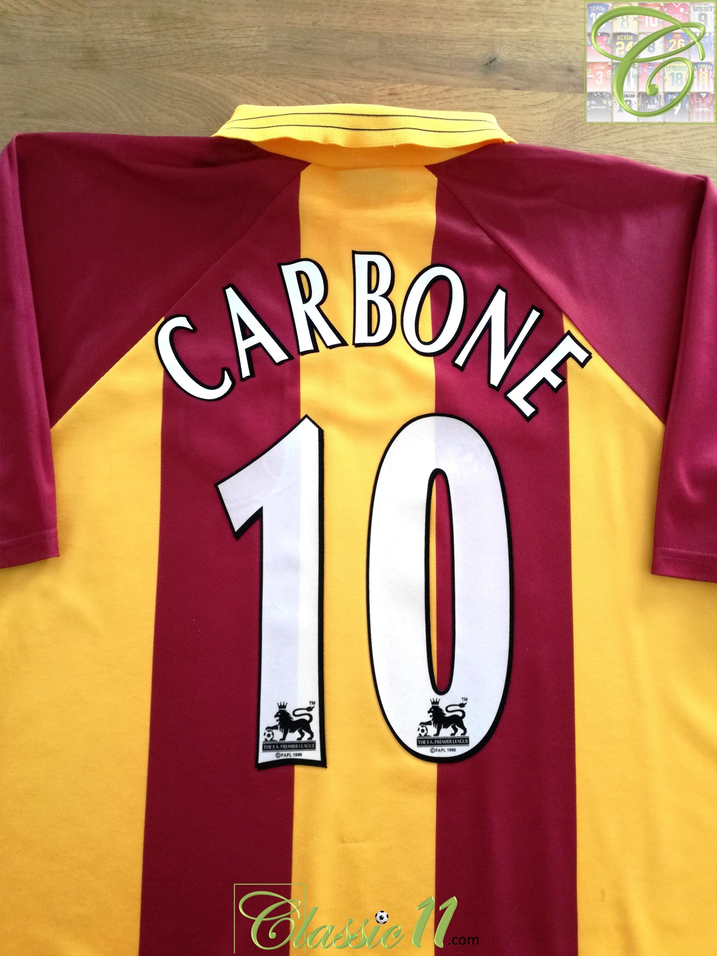 1999/00 Bradford City Home Premier League Football Shirt Carbone #10