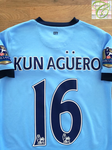 2014/15 Man City Home Premier League Football Shirt Kun Agüero #16