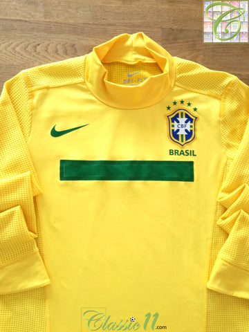 2011 Brazil Home Player Issue Long Sleeve Football Shirt.